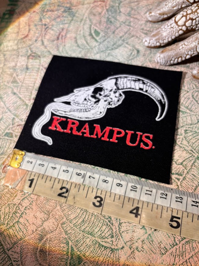 Krampus skull sew on patch