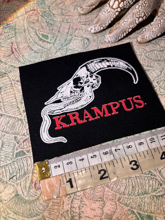 Krampus skull sew on patch