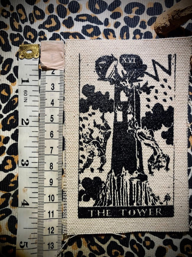 The Tower tarot card sew on patch.