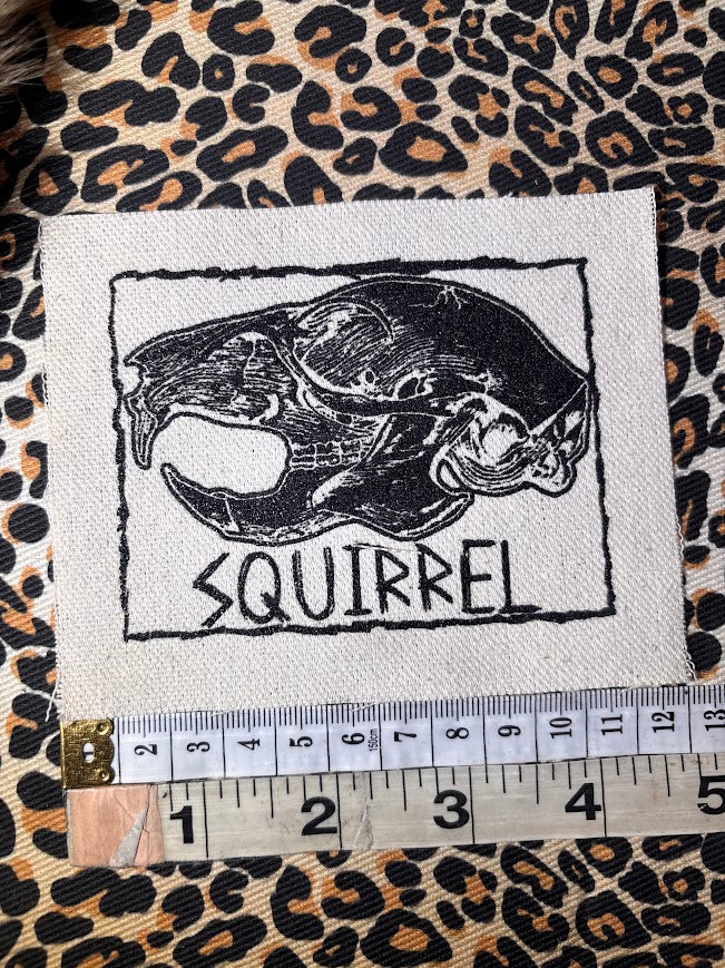 Squirrel skull sew on patch