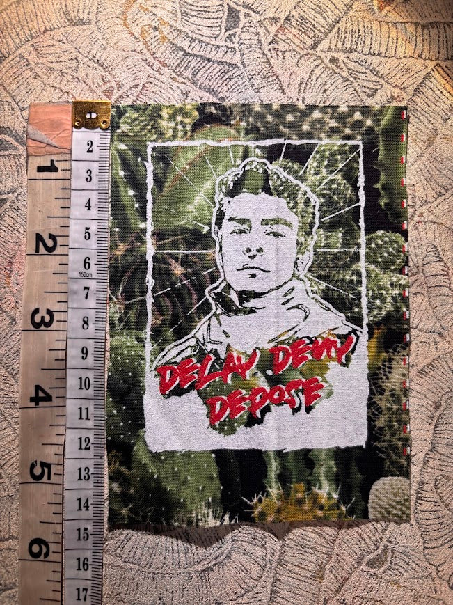 Luigi Mangione, Delay Deny Depose patch