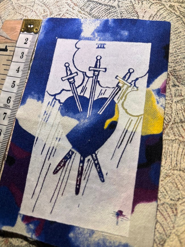 Three of swords tarot card sew on patch