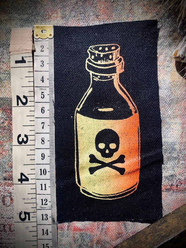 Little bottle of poison sew on patch