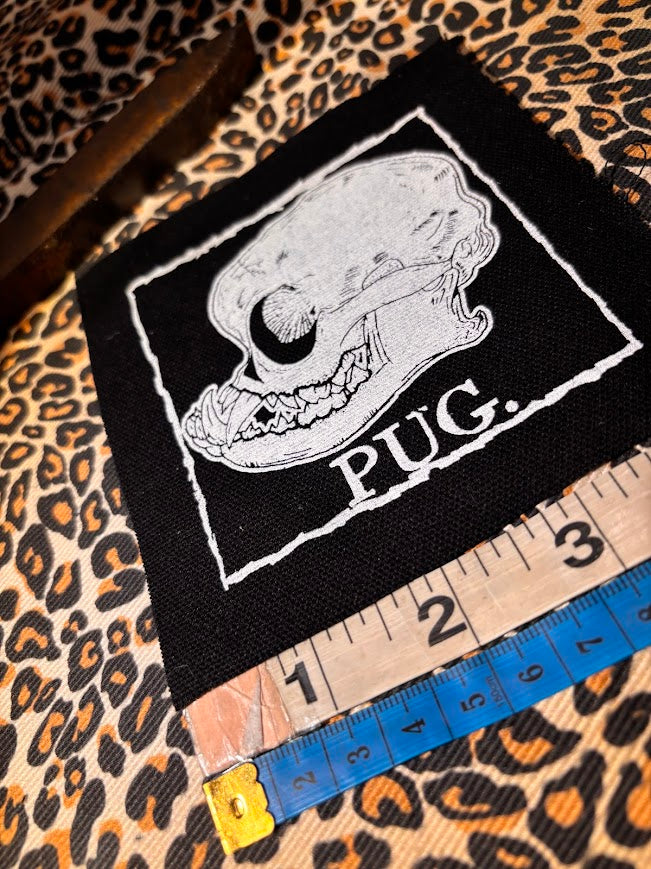 Pug skull sew on patch