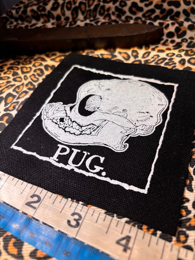 Pug skull sew on patch