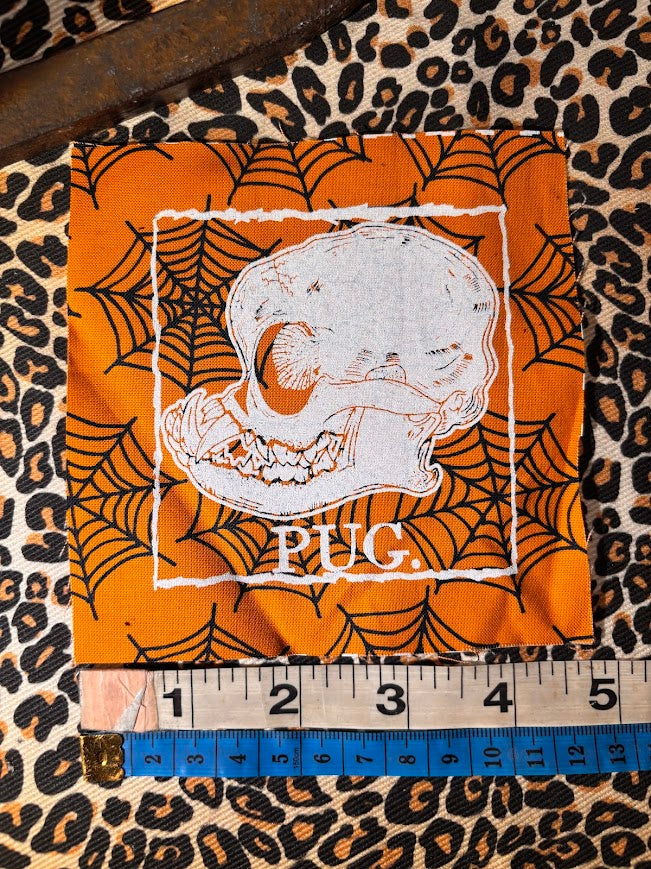 Pug skull sew on patch