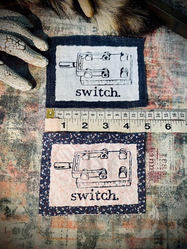 switch sew on patch. completely innocent patch. definitely not a double entendre or anything.