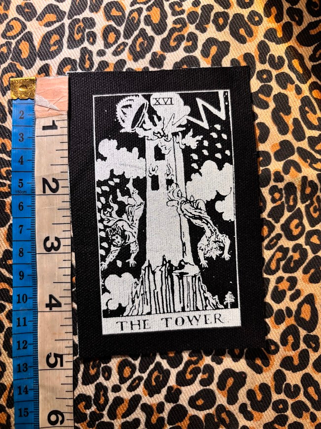 The Tower tarot card patch.