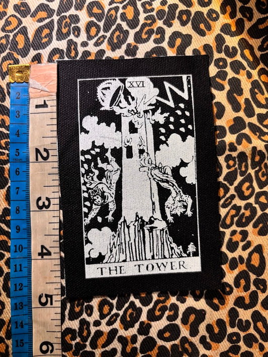 The Tower tarot card patch.