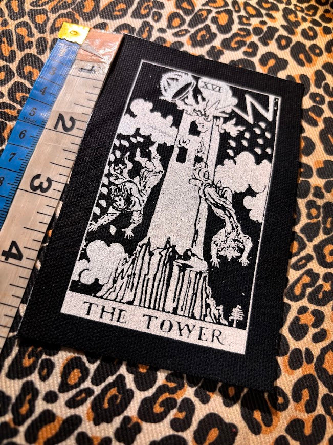 The Tower tarot card patch.