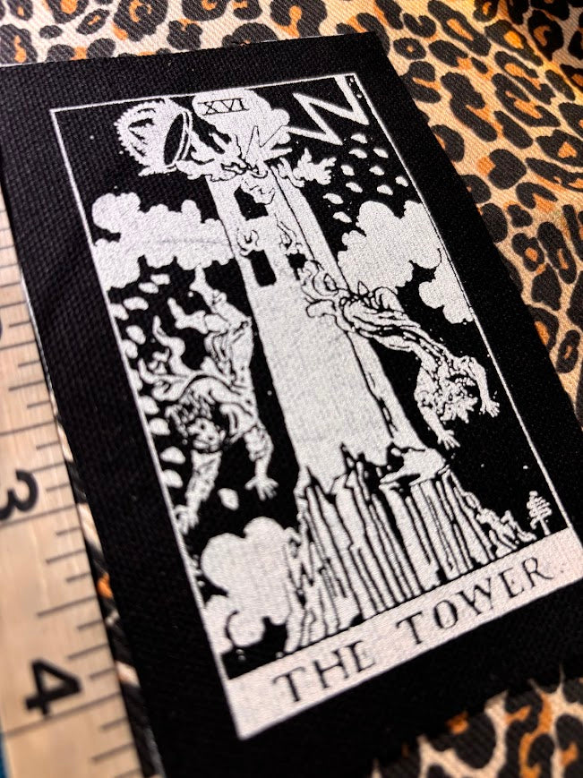 The Tower tarot card patch.