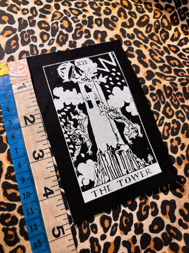 The Tower tarot card patch.