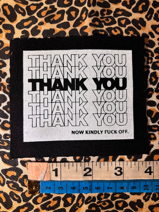 Thank you, now kindly f_uck off patch, from the 90's bag design