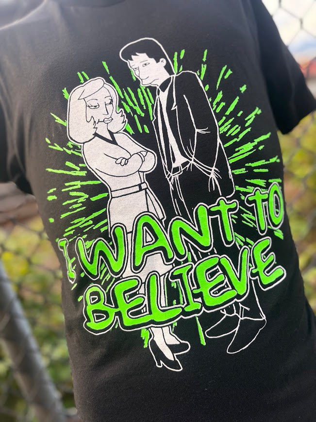 I want to believe, Simpsons x X-files tee