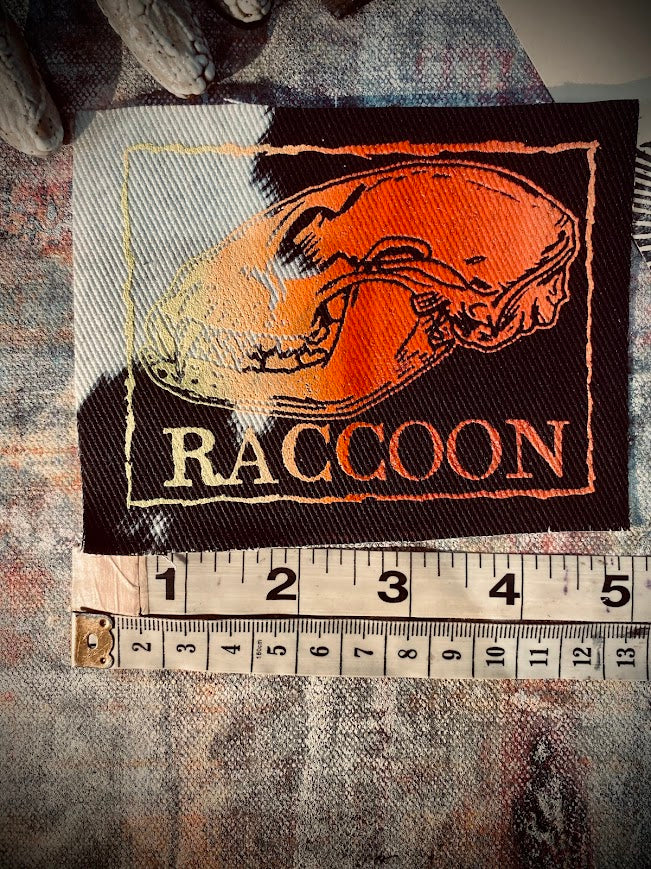 Raccoon skull sew on patch