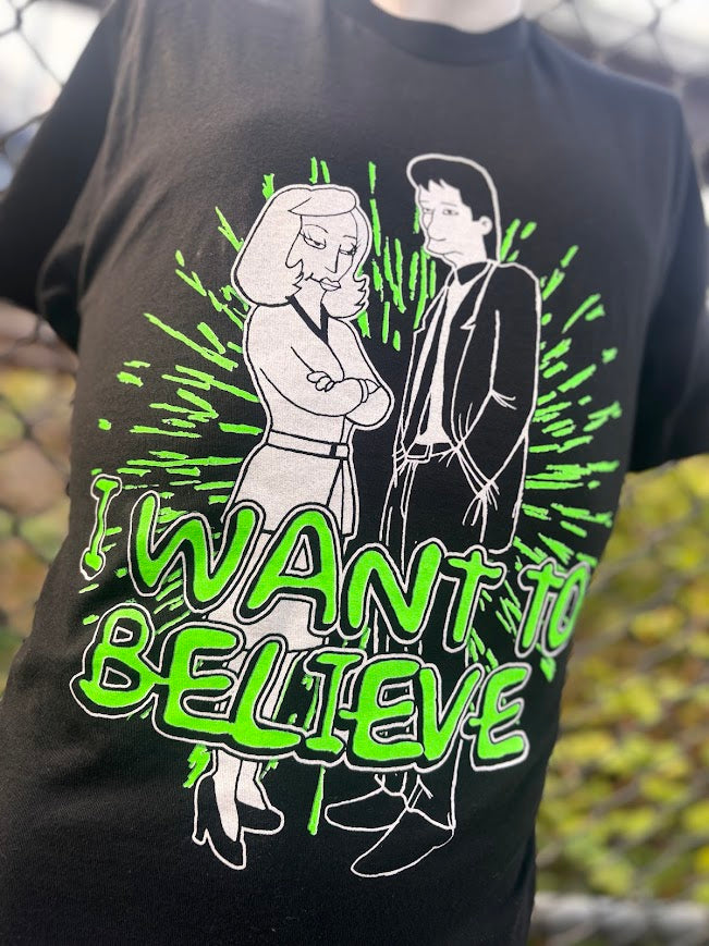 I want to believe, Simpsons x X-files tee