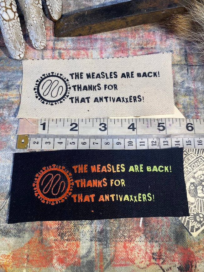 The measles are back! sew on patch