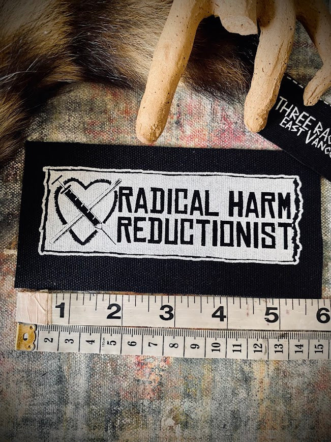 Fundraiser patch for VANDU and SUDU: Radical Harm Reductionist