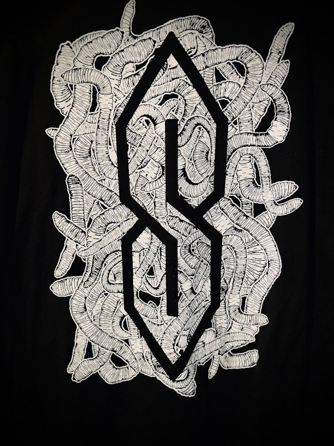 The Cool S in a pile of worms t-shirt