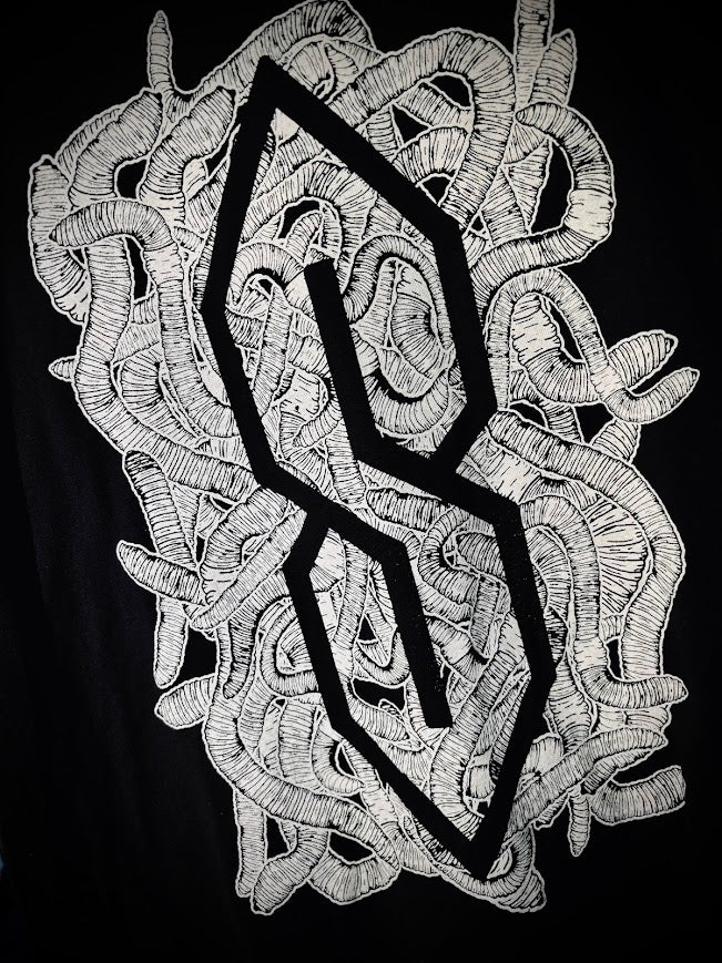 The Cool S in a pile of worms t-shirt