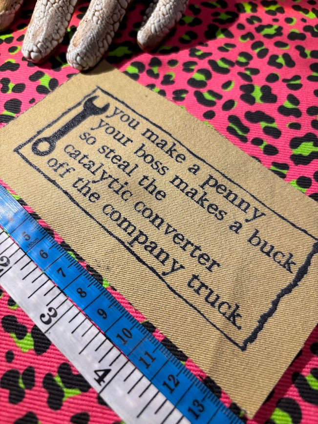 Anti work poem sew on patch