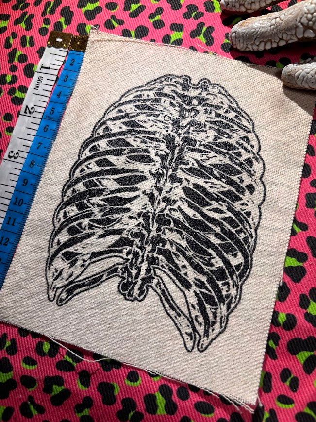 back human ribcage medical drawing sew on patch