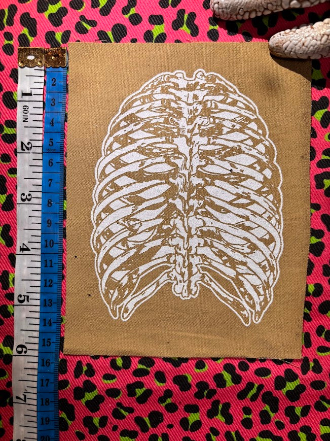 back human ribcage medical drawing sew on patch