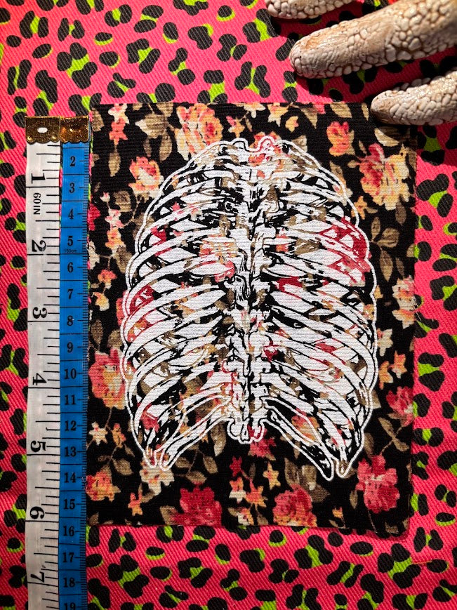 back human ribcage medical drawing sew on patch