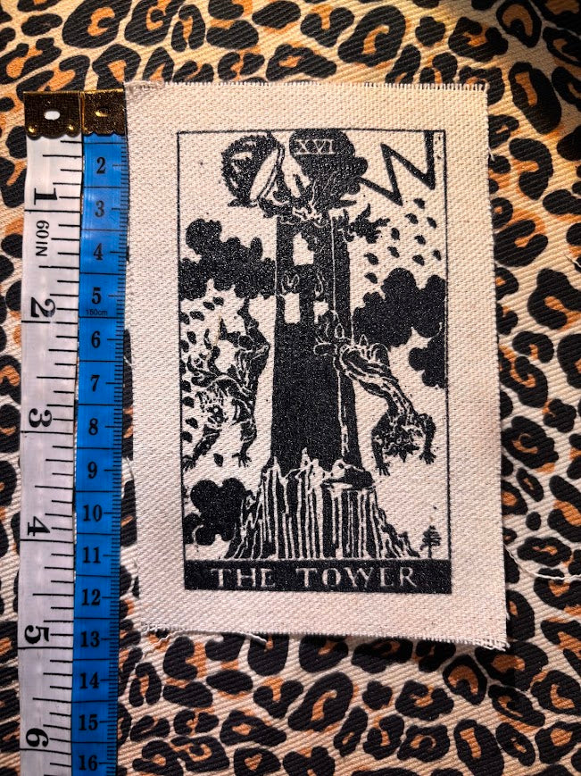 The Tower tarot card sew on patch