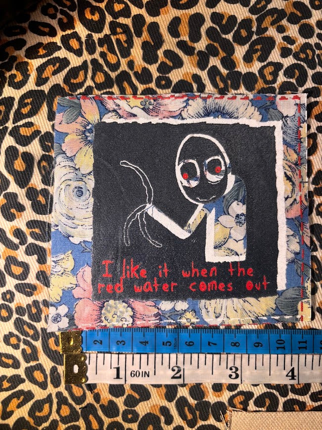 Salad Fingers sew on patch. I like it when the red water comes out