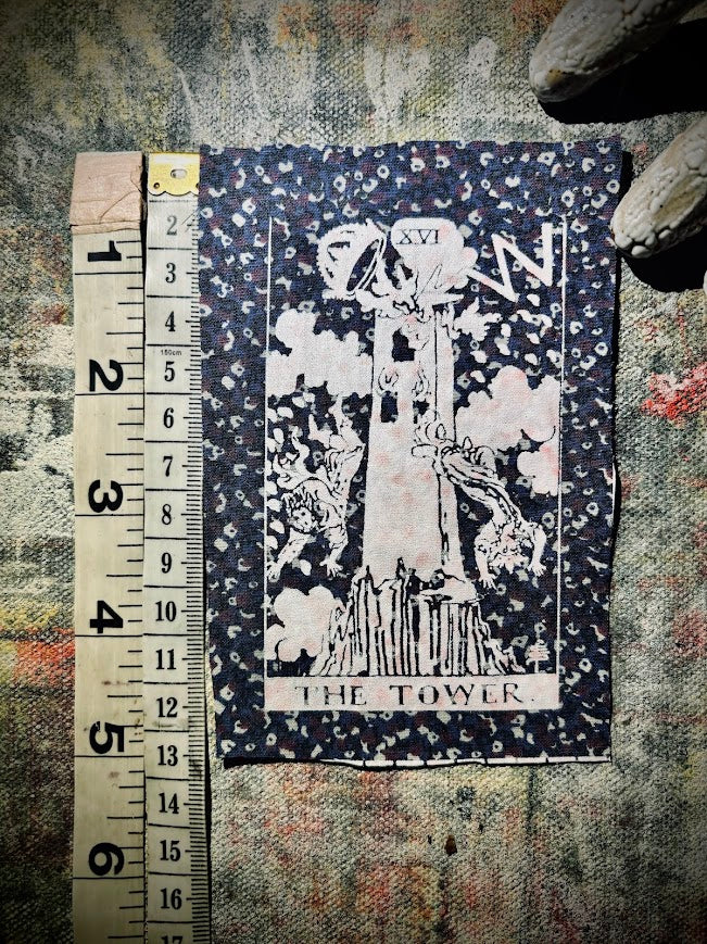 The Tower tarot card sew on patch.